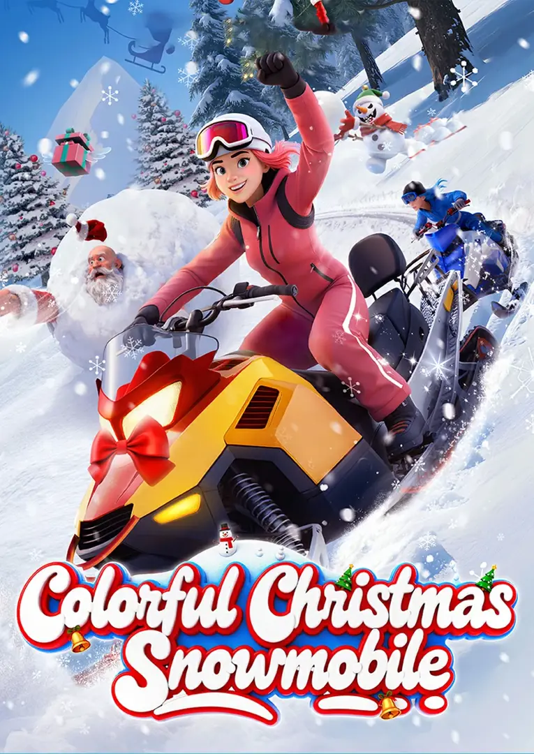 Colorful Christmas snowmobile
